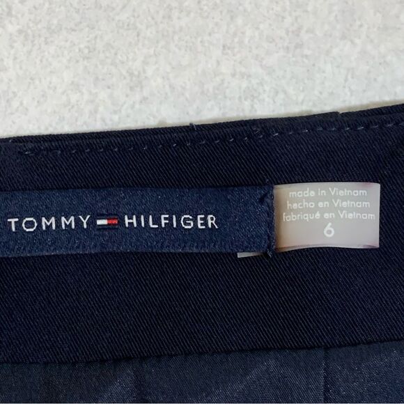 TOMMY HILFIGER Skirt Women’s 6 Navy Blue A-Line Zipper Detail Back Zip Button. - Picture 6 of 12